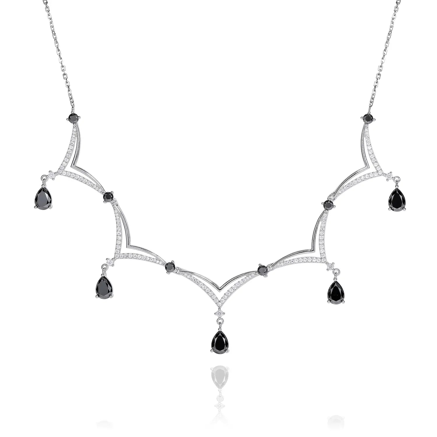 Stellar Arc Black&White Moissanite Necklace