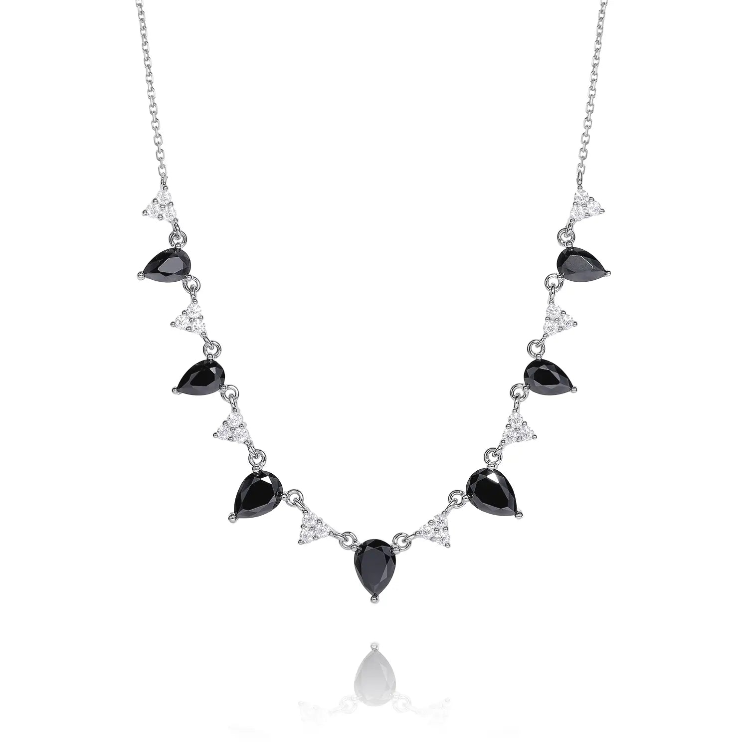 Eternal Raindrop Black&White Moissanite Necklace