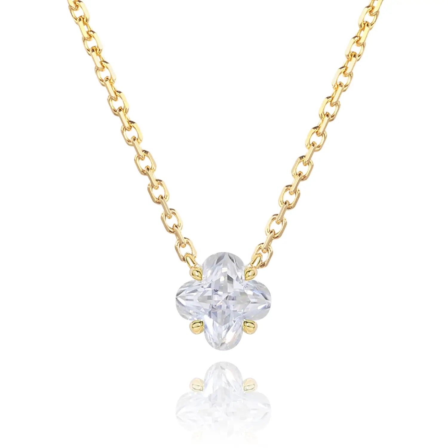 14K Gold Plated Flourish Charm 1 CT Moissanite Necklace