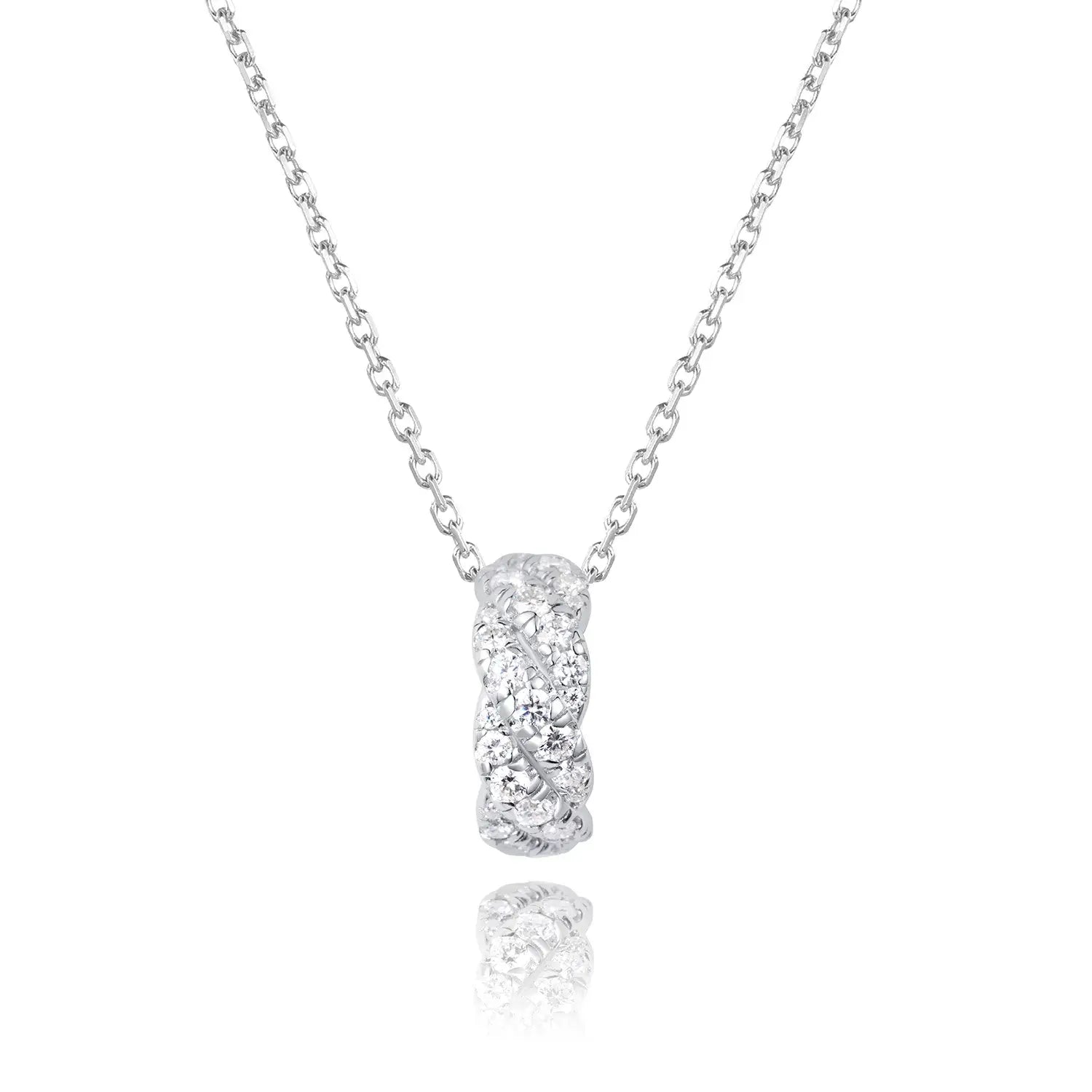 Twist Row Pave Moissanite Diamond Pendant Necklace