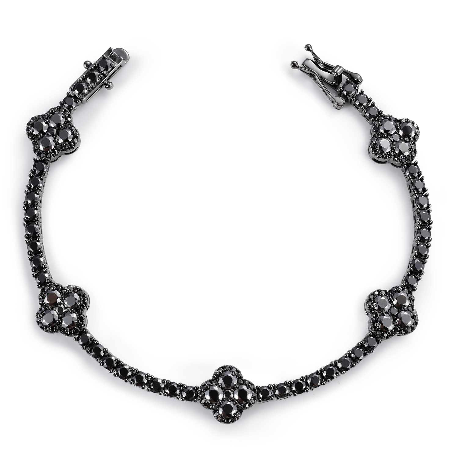 Black and White Moissanite Diamond Clover Tennis Bracelet