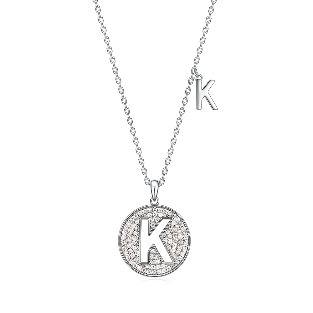 14K Gold Plated Moissanite Letters Sparkle Pendant