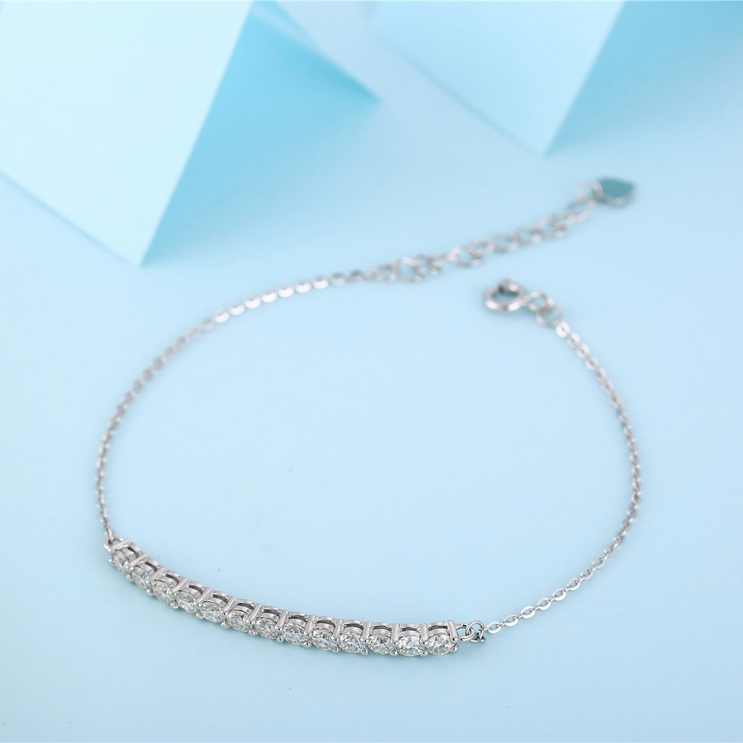 Graceful Moissanite With Bar Style Bracelet