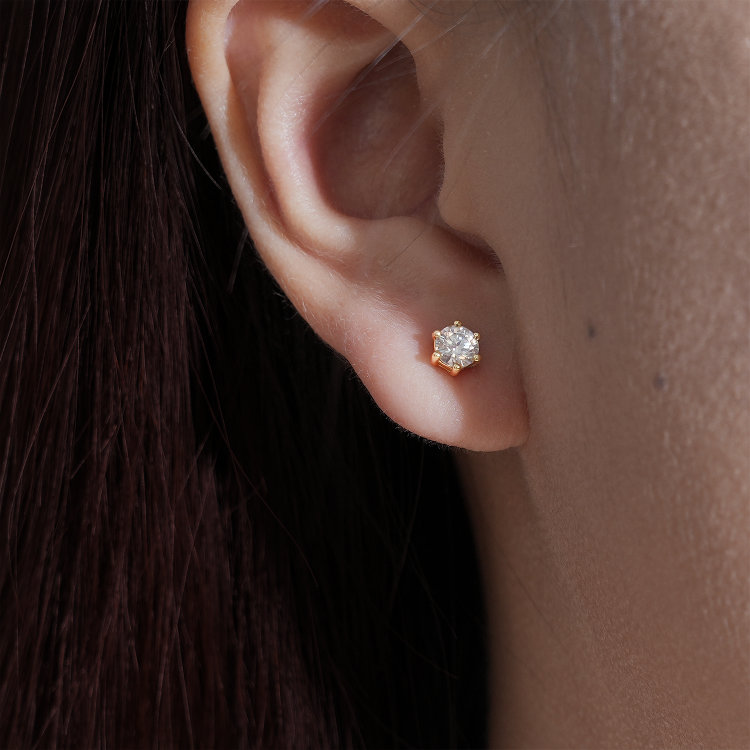 Classic Round Moissanite Butterfly Back Earrings