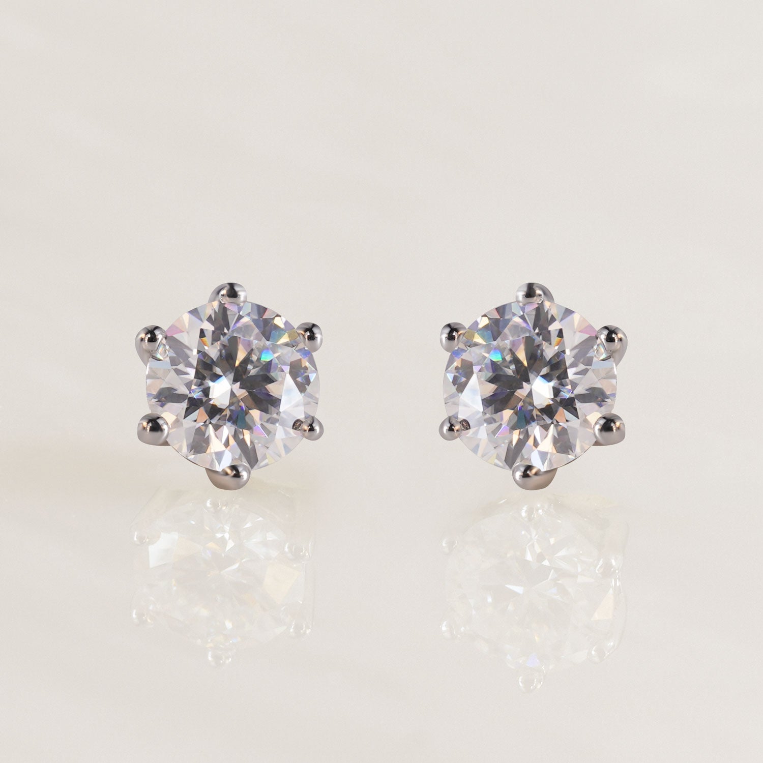 Classic Round Moissanite Butterfly Back Earrings