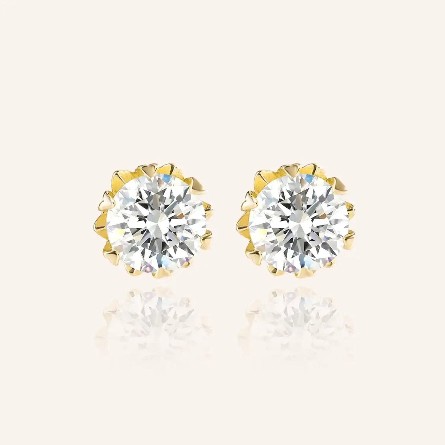 Sparkling Sun Round Cut Moissanite Butterfly Back Earrings