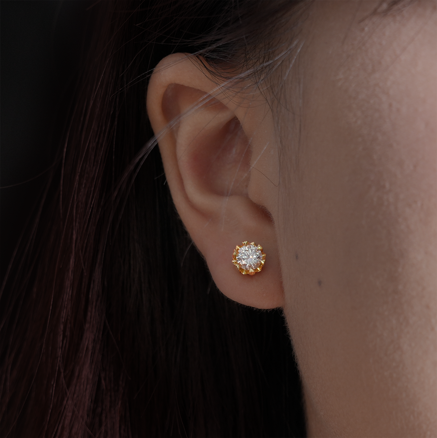 Sparkling Sun Round Cut Moissanite Butterfly Back Earrings