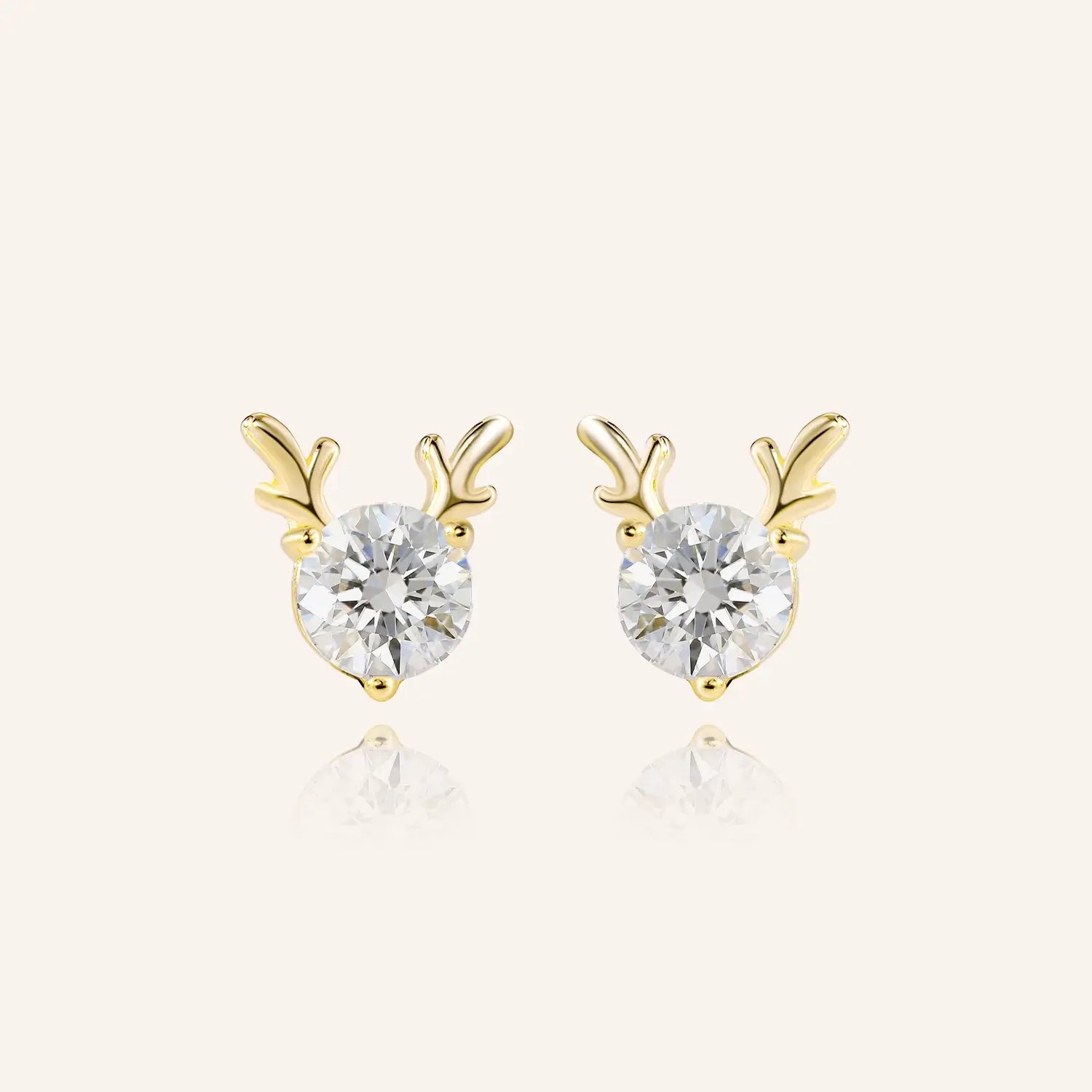 Christmas Dear Round Cut Moissanite Butterfly Back Earrings