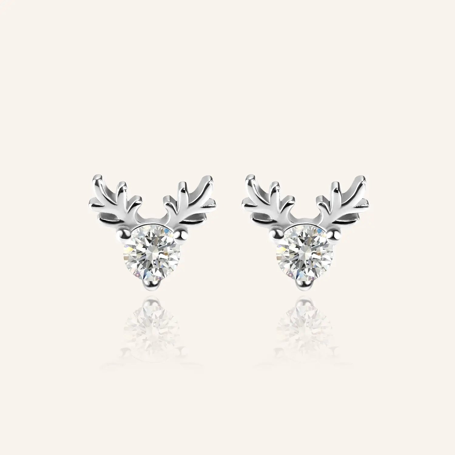 Christmas Dear Round Cut Moissanite Butterfly Back Earrings
