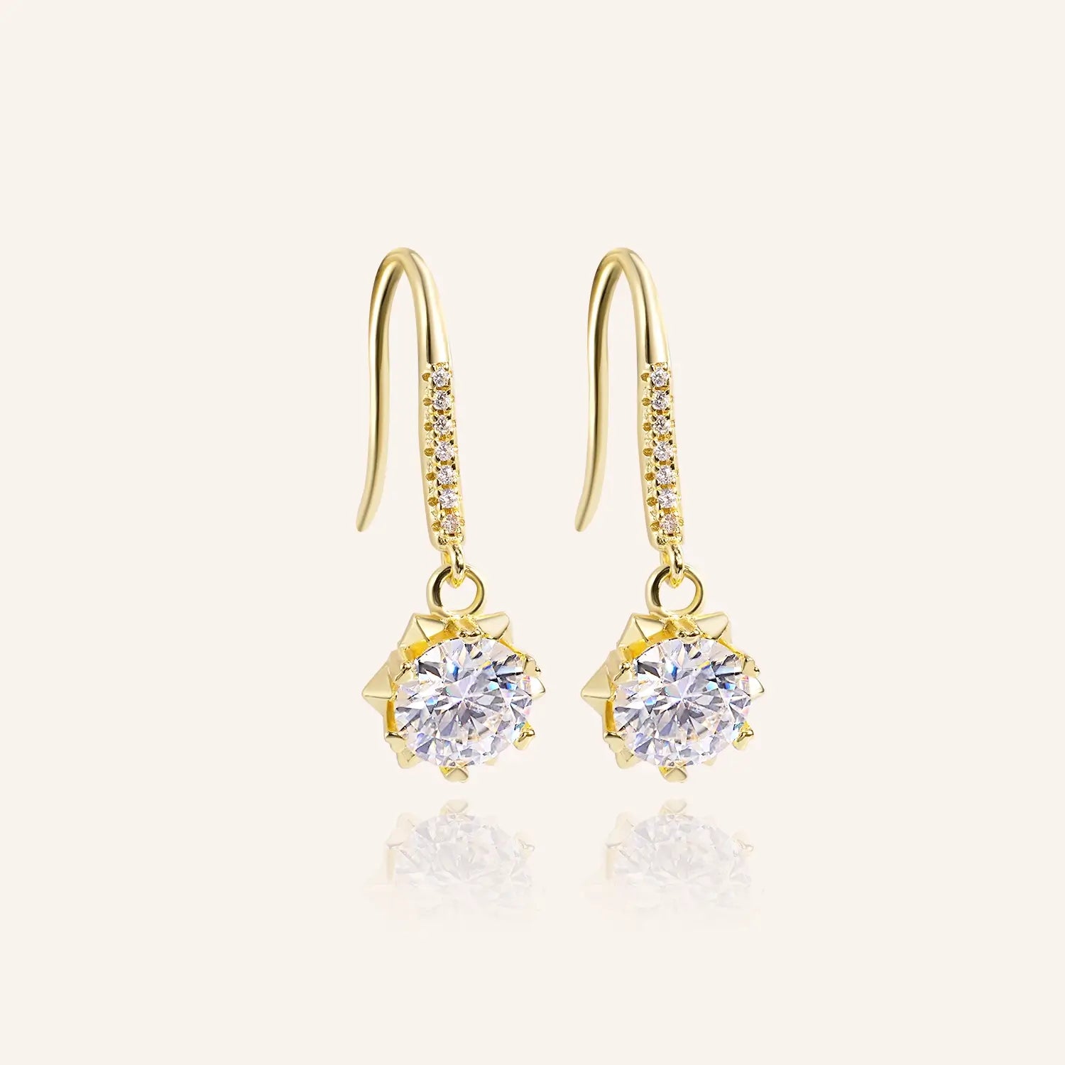 Sparkling Sunflower Moissanite Hook Earrings