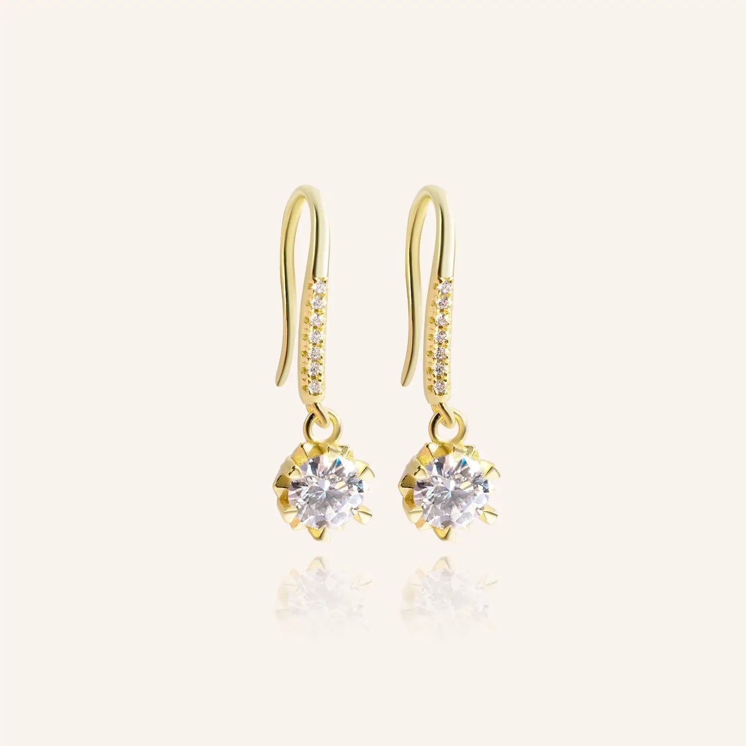 Sparkling Sunflower Moissanite Hook Earrings