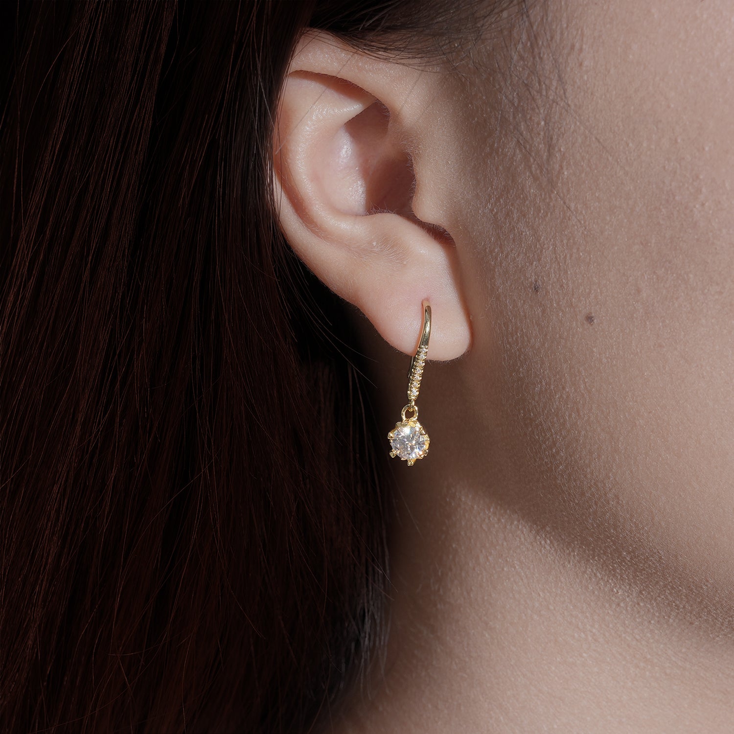 Sparkling Sunflower Moissanite Hook Earrings