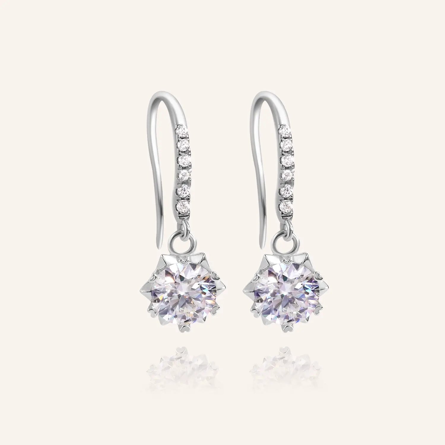 Sparkling Sunflower Moissanite Hook Earrings