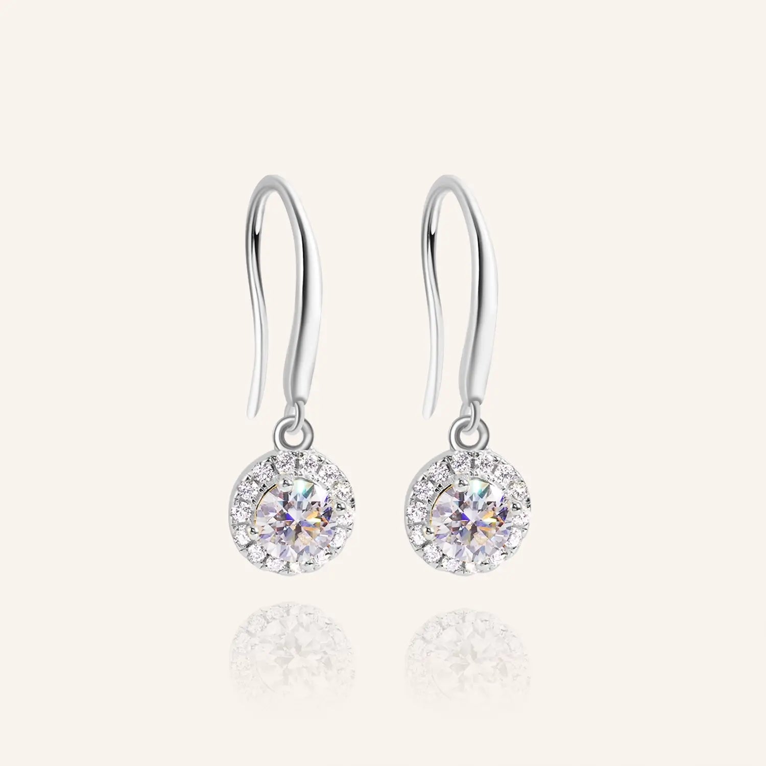Luxe Halo Round Moissanite Hook Earrings