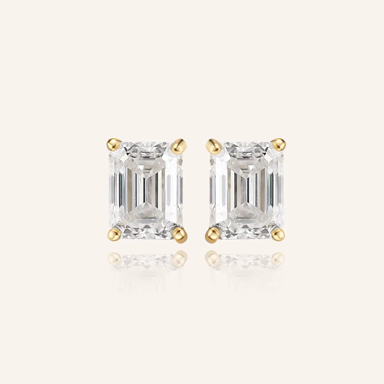 Classic Emerald Cut Moissanite Butterfly Back Earrings