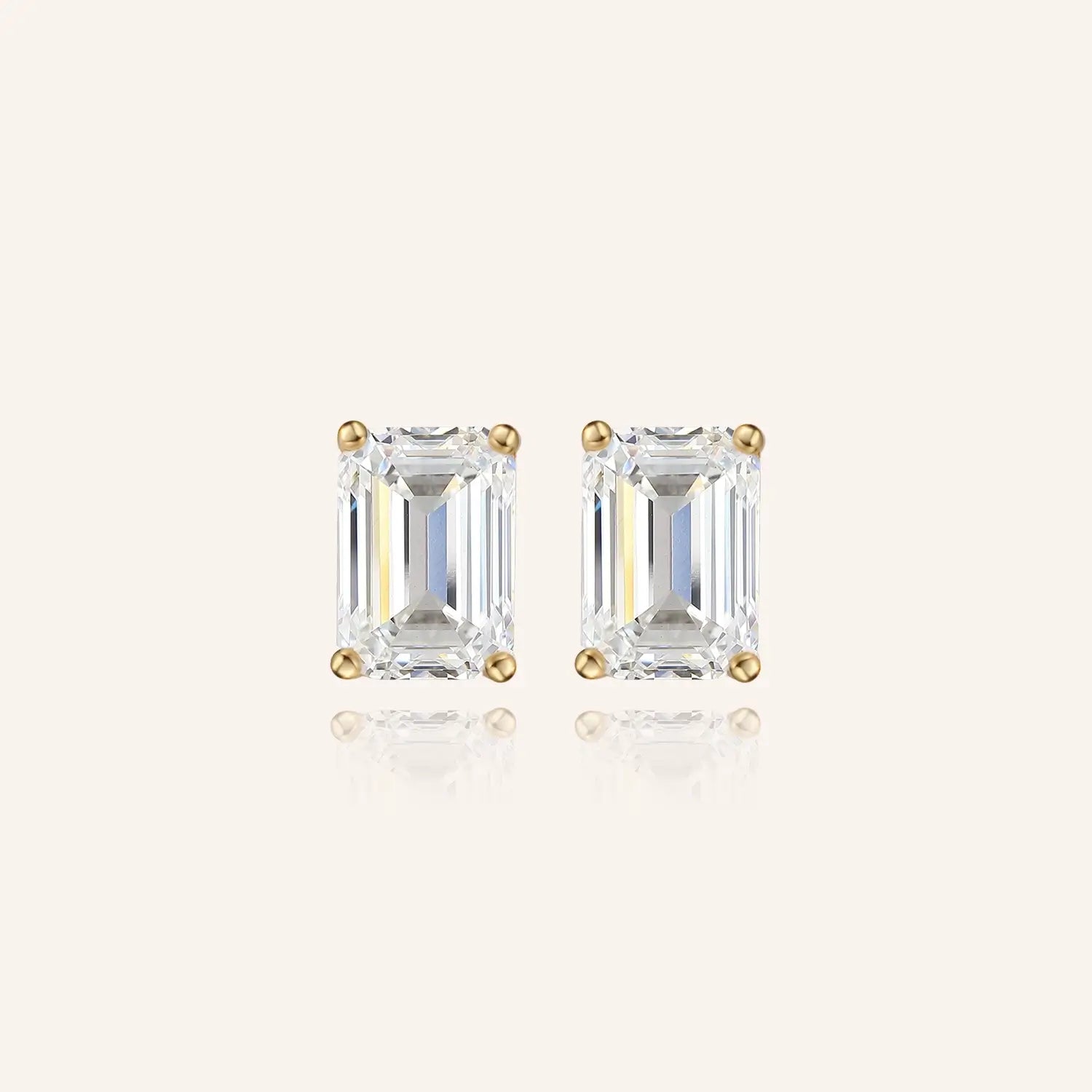 Classic Emerald Cut Moissanite Butterfly Back Earrings