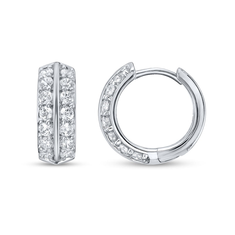 Moissanite Double Row Pave Hoop Earrings