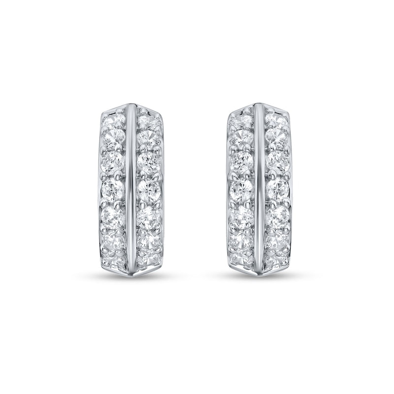 Moissanite Double Row Pave Hoop Earrings
