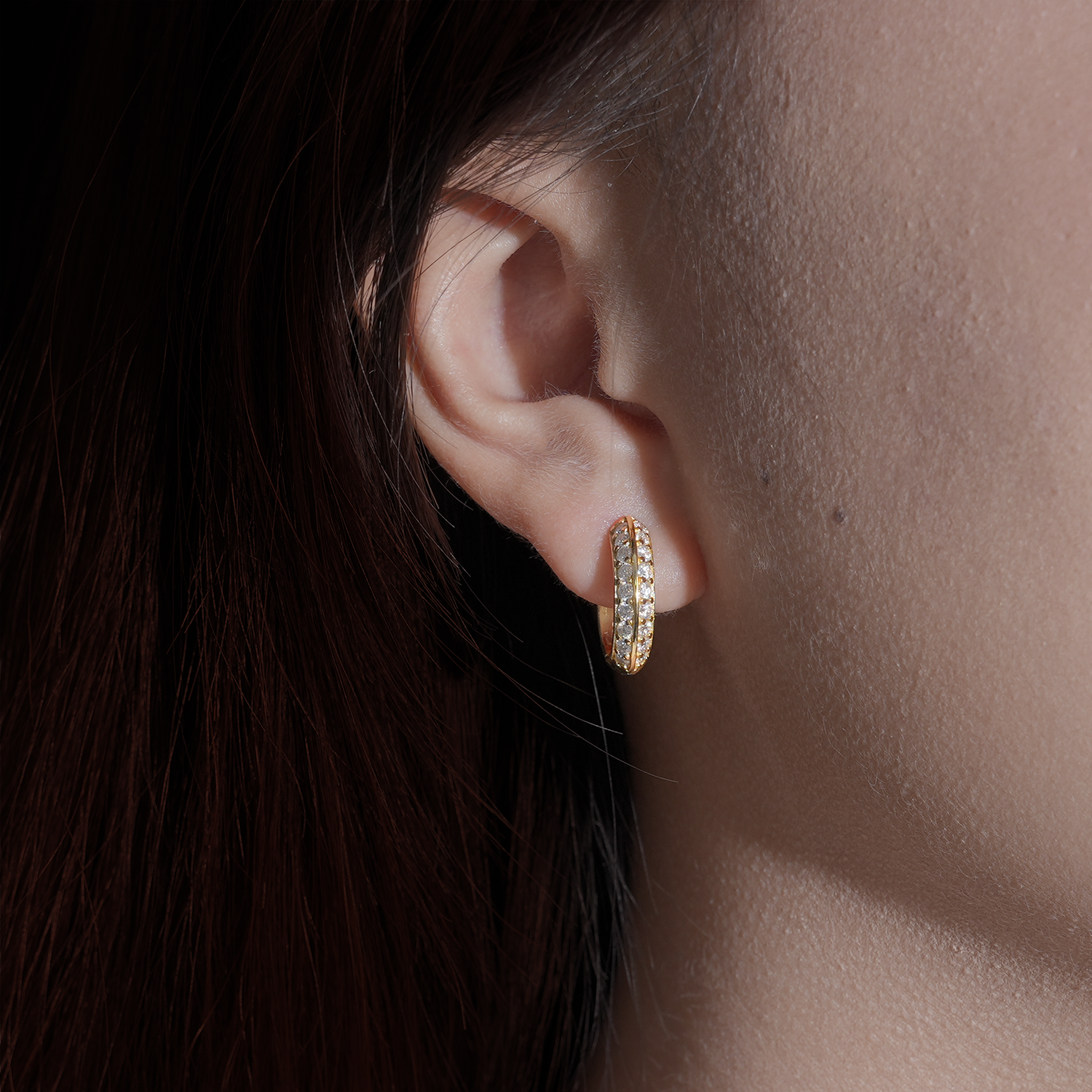 Moissanite Double Row Pave Hoop Earrings