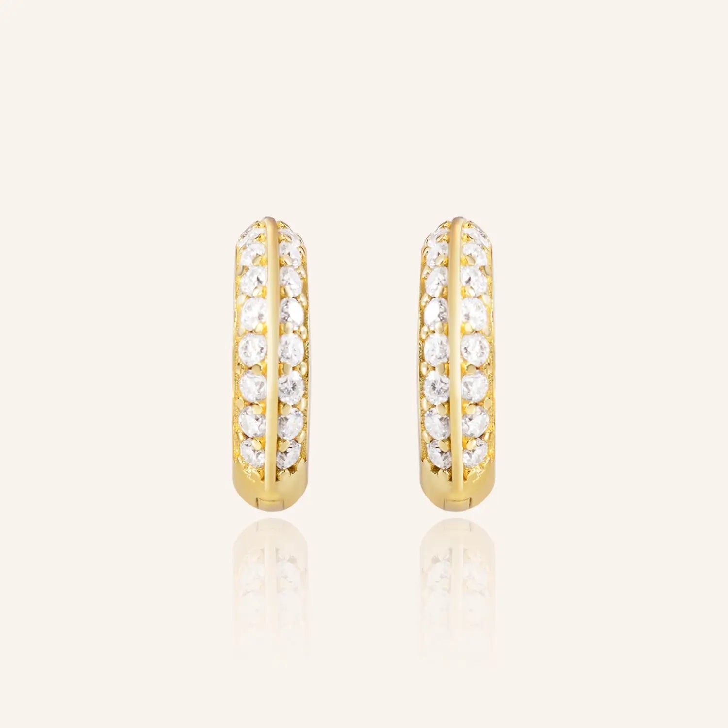 Moissanite Double Row Pave Hoop Earrings