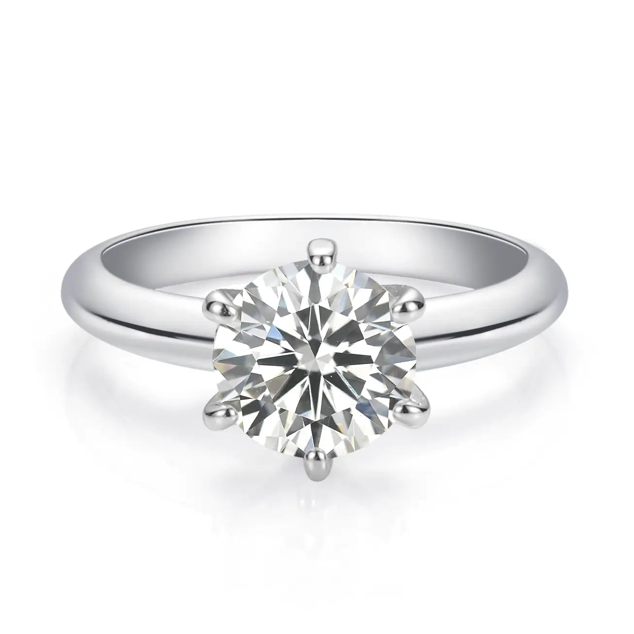 1CT 2CT 3CT Round Cut Classic Six-Prong Moissanite Diamond Engagement Ring