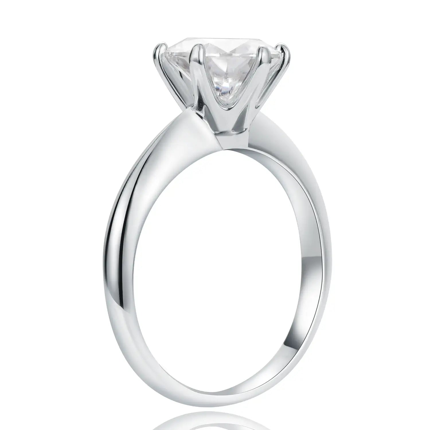 1CT 2CT 3CT Round Cut Classic Six-Prong Moissanite Diamond Engagement Ring