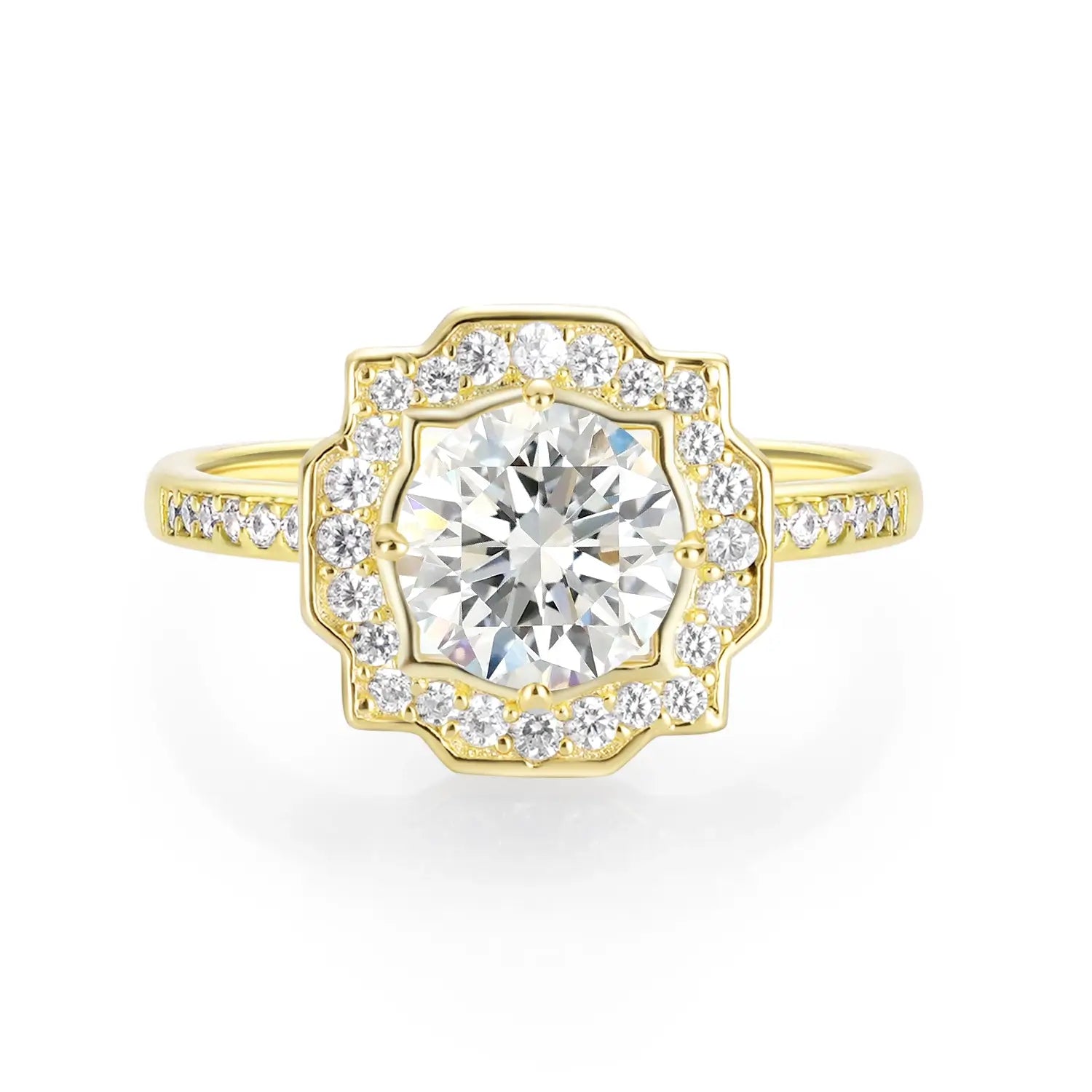 1CT Round Cut Moissanite Antique Engagement Ring