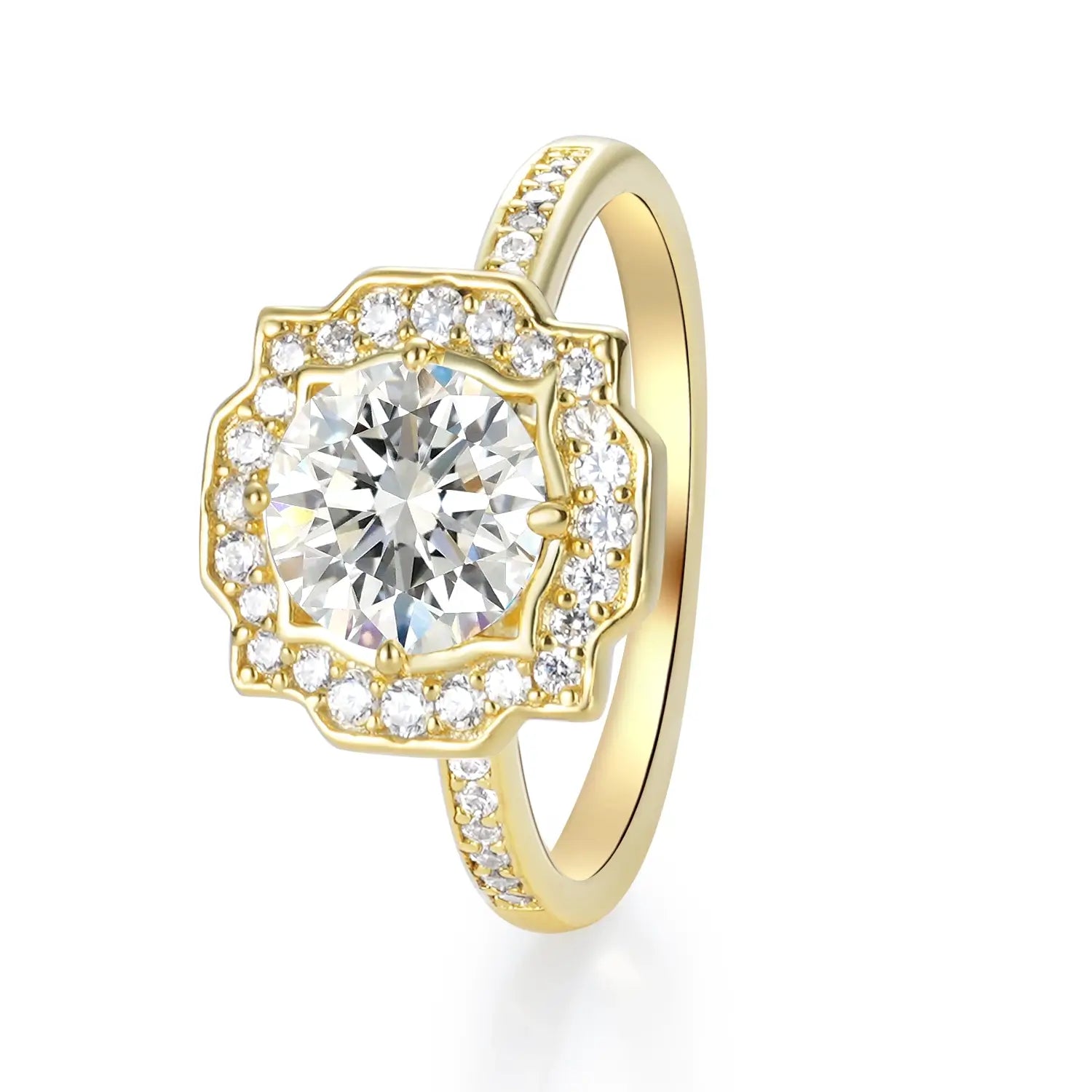1CT Round Cut Moissanite Antique Engagement Ring