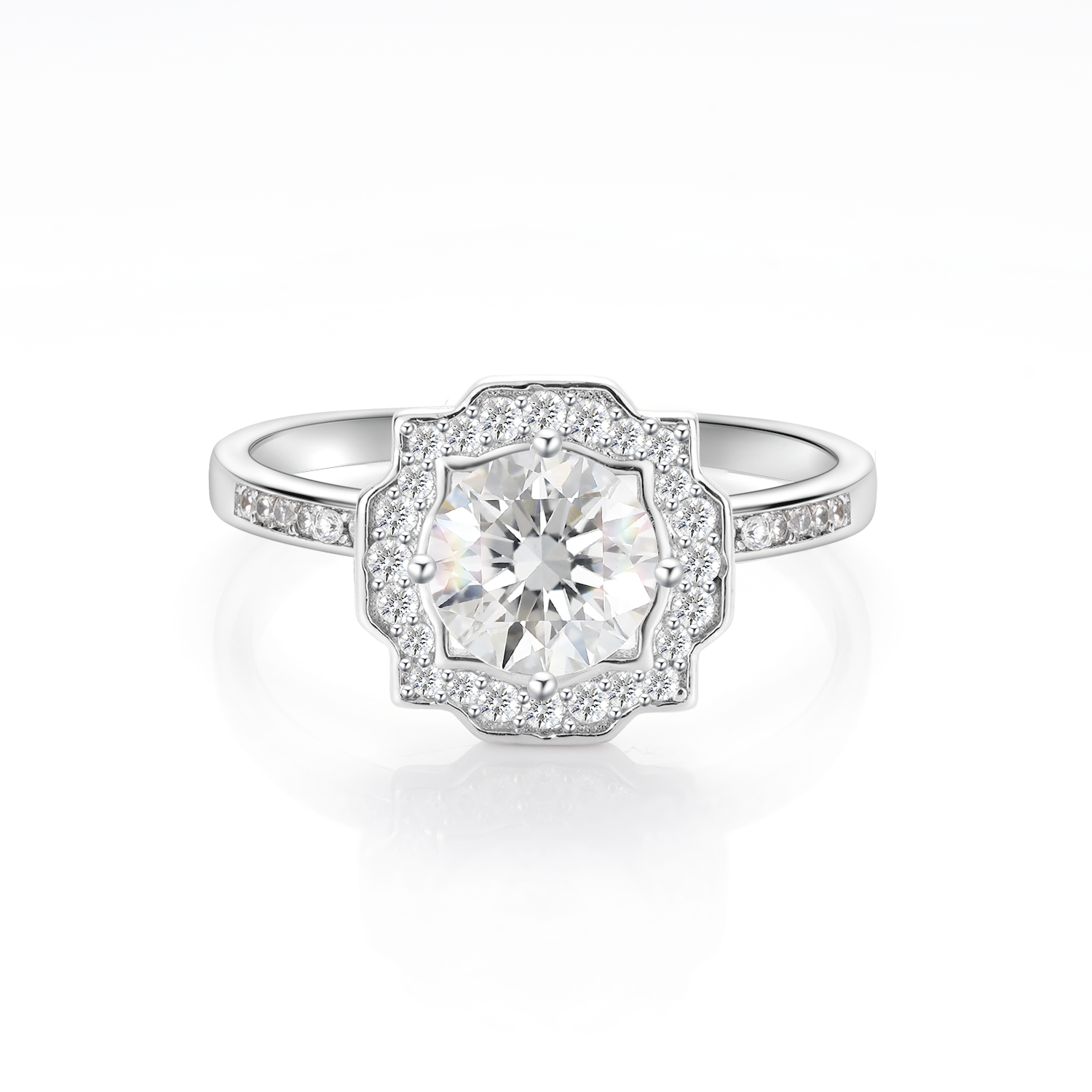 1CT Round Cut Moissanite Antique Engagement Ring