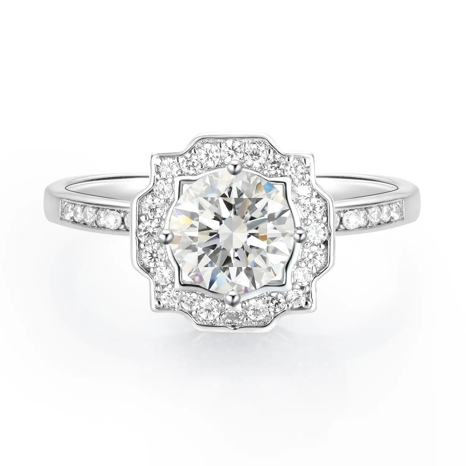 1CT Round Cut Moissanite Antique Engagement Ring