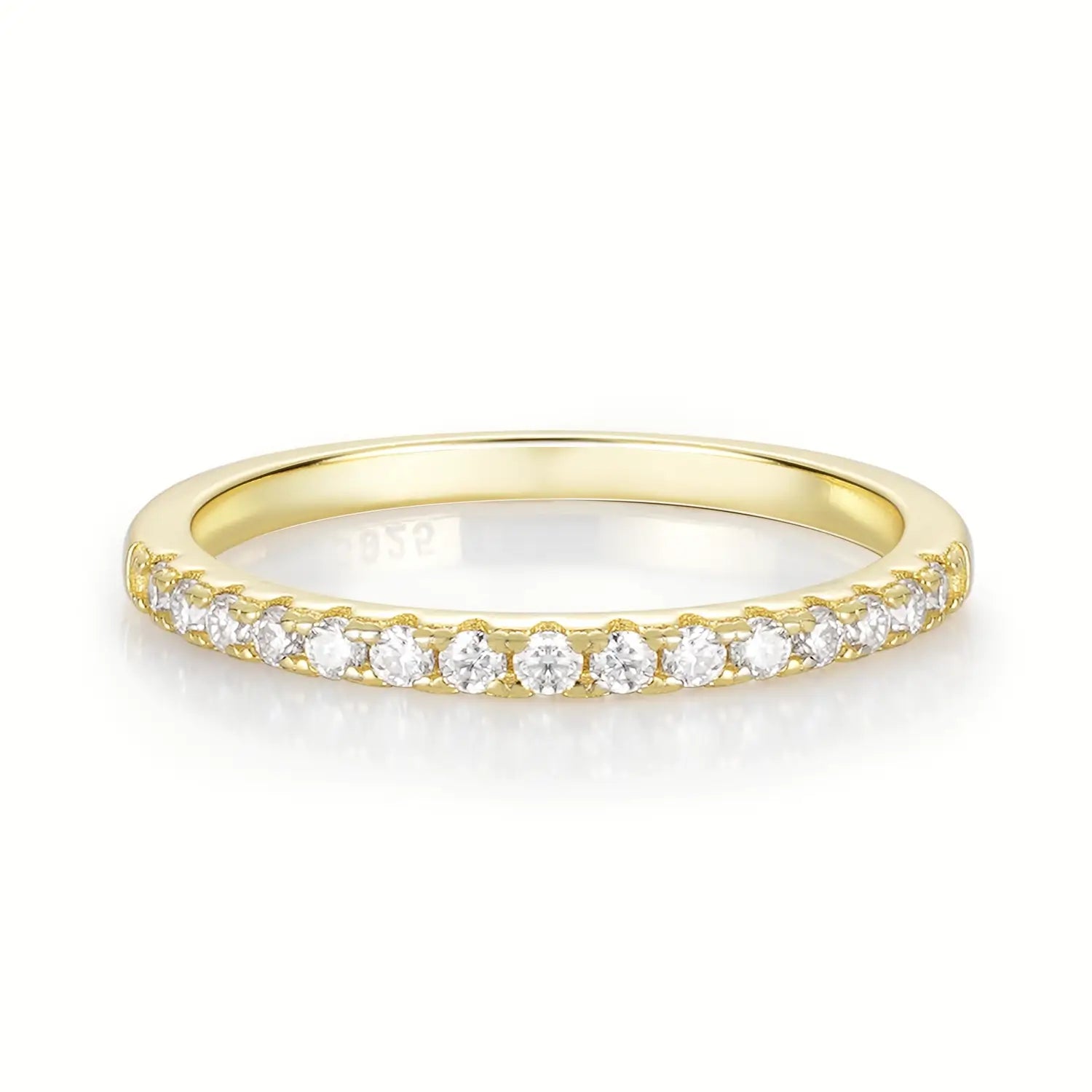 Moissanite Halfway Eternity Thin Wedding Band Ring