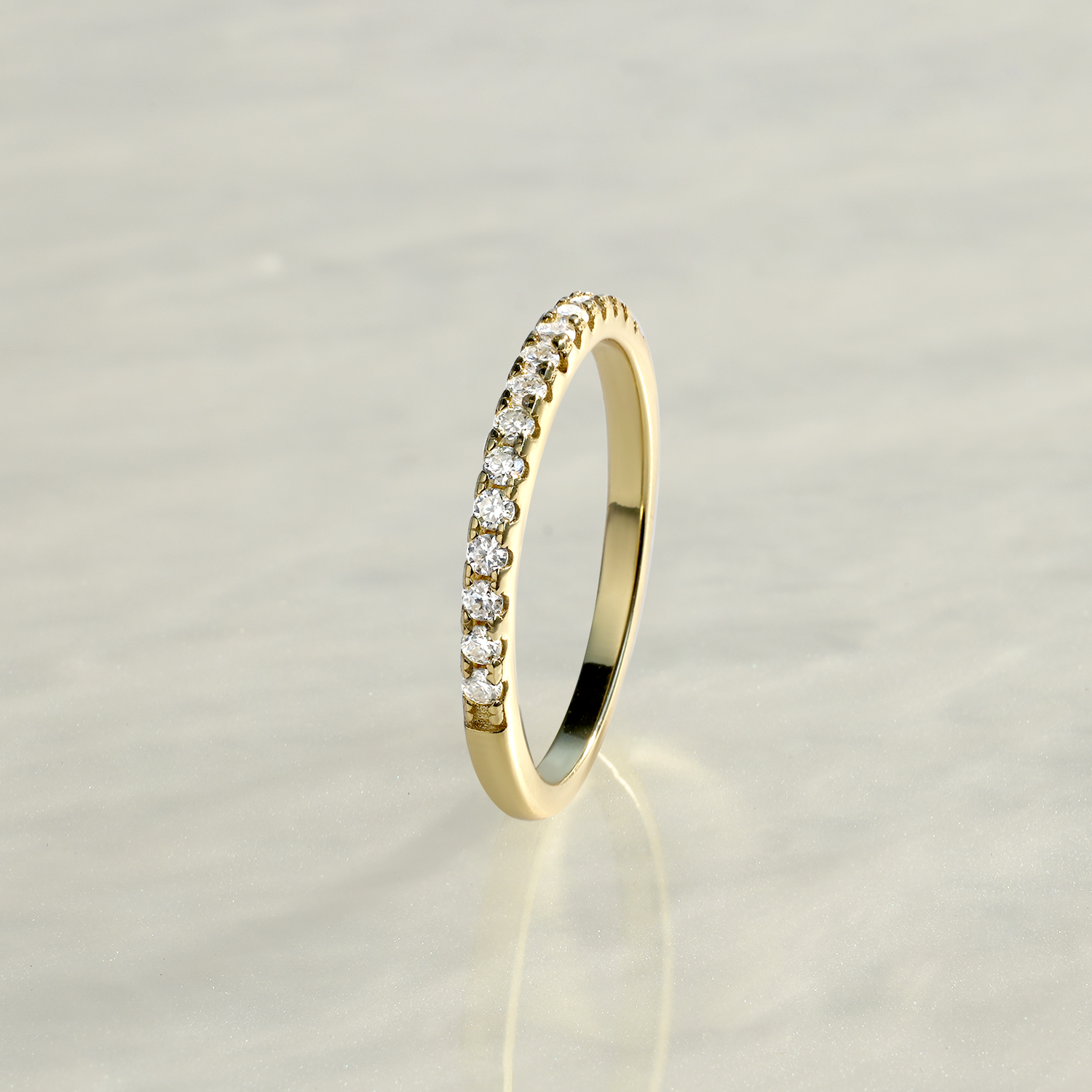Moissanite Halfway Eternity Thin Wedding Band Ring