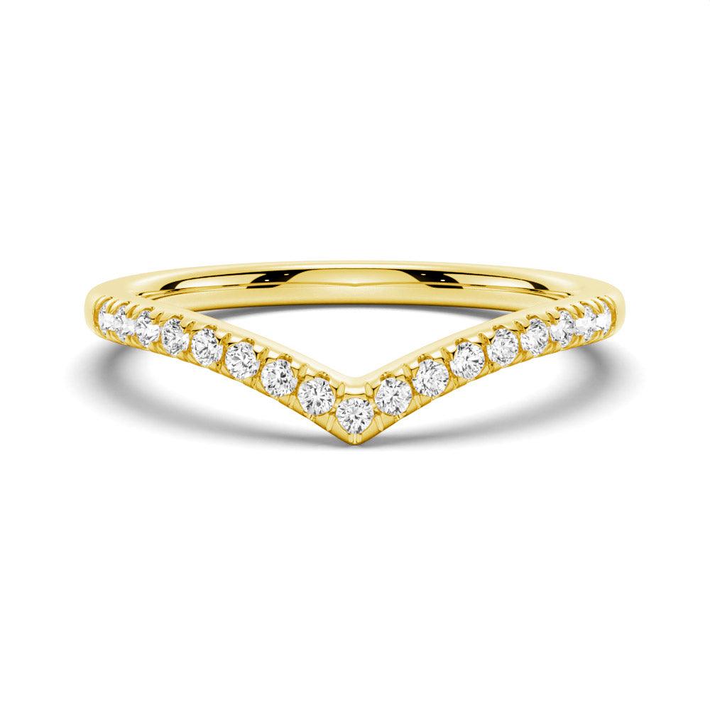 14K Gold Plated Chevron Curved Moissanite Wedding Ring