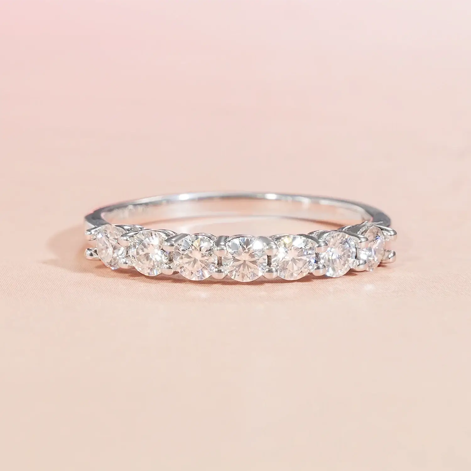 0.7CT Round Cut Moissanite Wedding Band