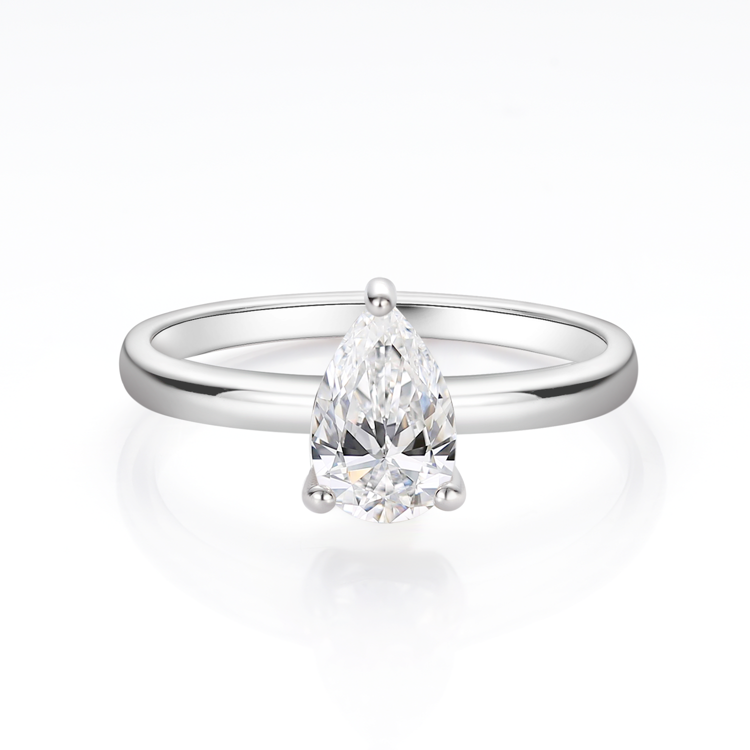 Solitaire Pear Cut Moissanite Luxurious Engagement Ring