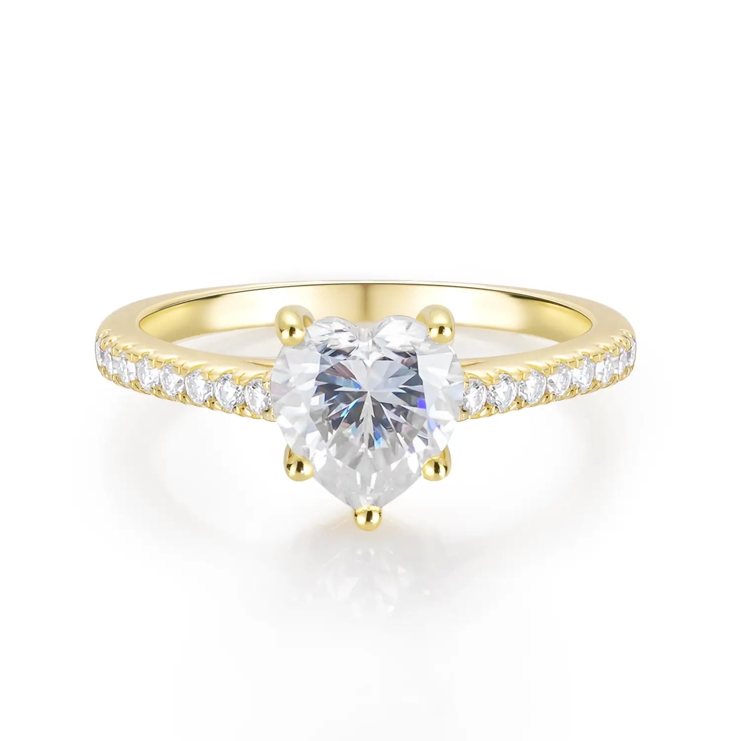 Heart Cut Moissanite Accents Engagement Ring