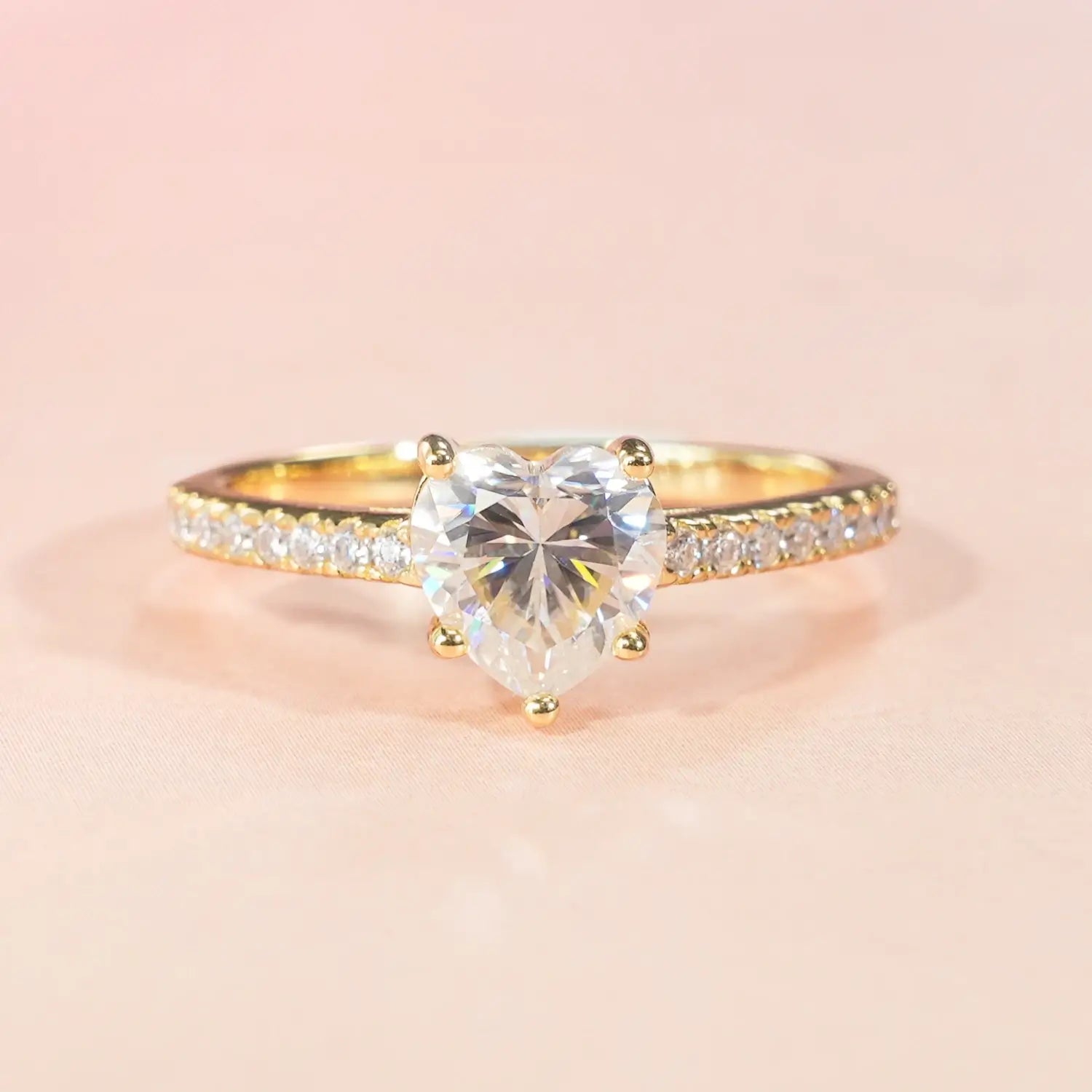 Heart Cut Moissanite Accents Engagement Ring