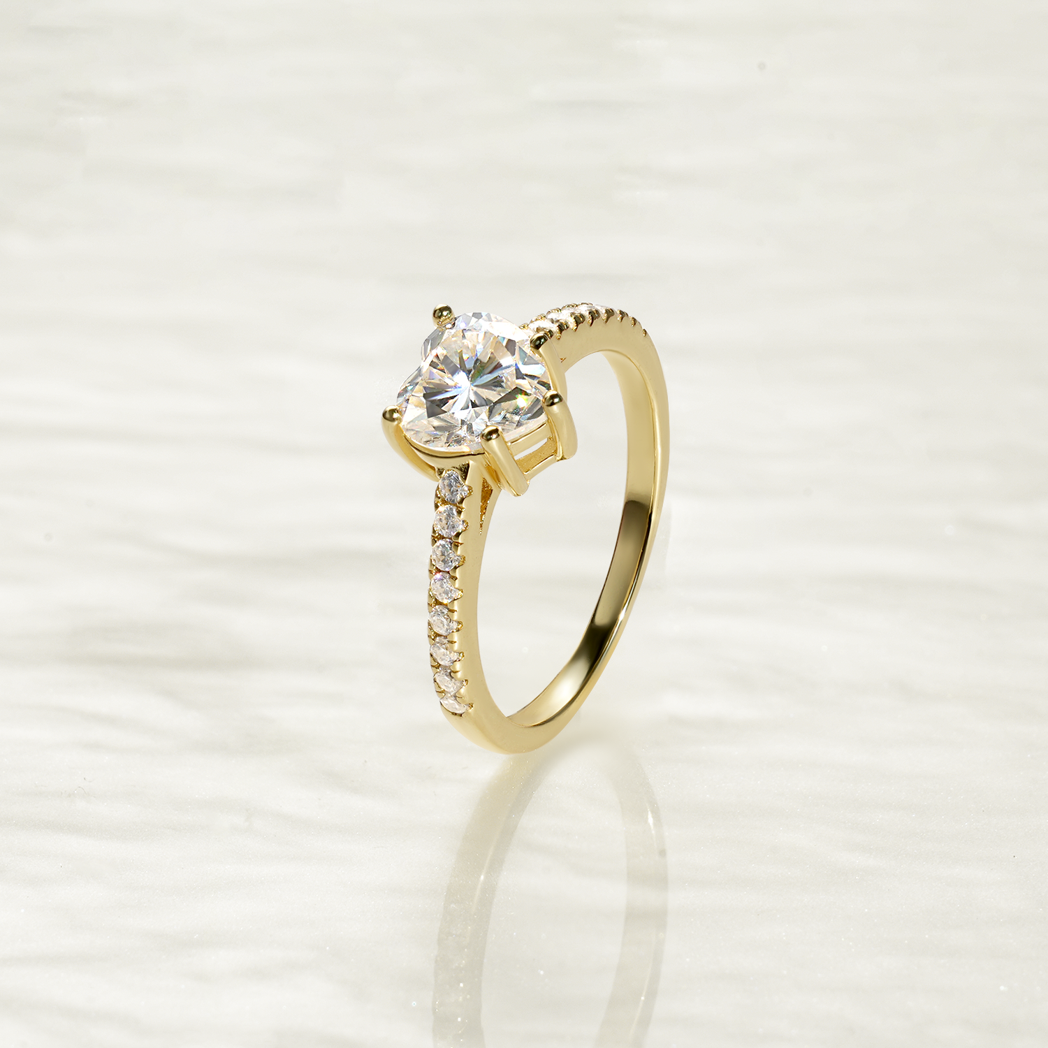 Heart Cut Moissanite Accents Engagement Ring