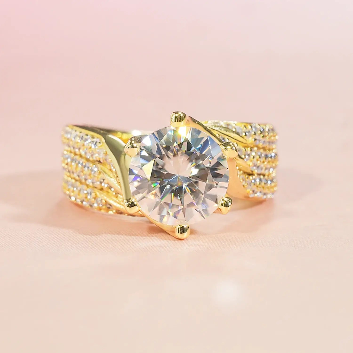 3CT Round Cut Moissanite Luxury Engagement Ring