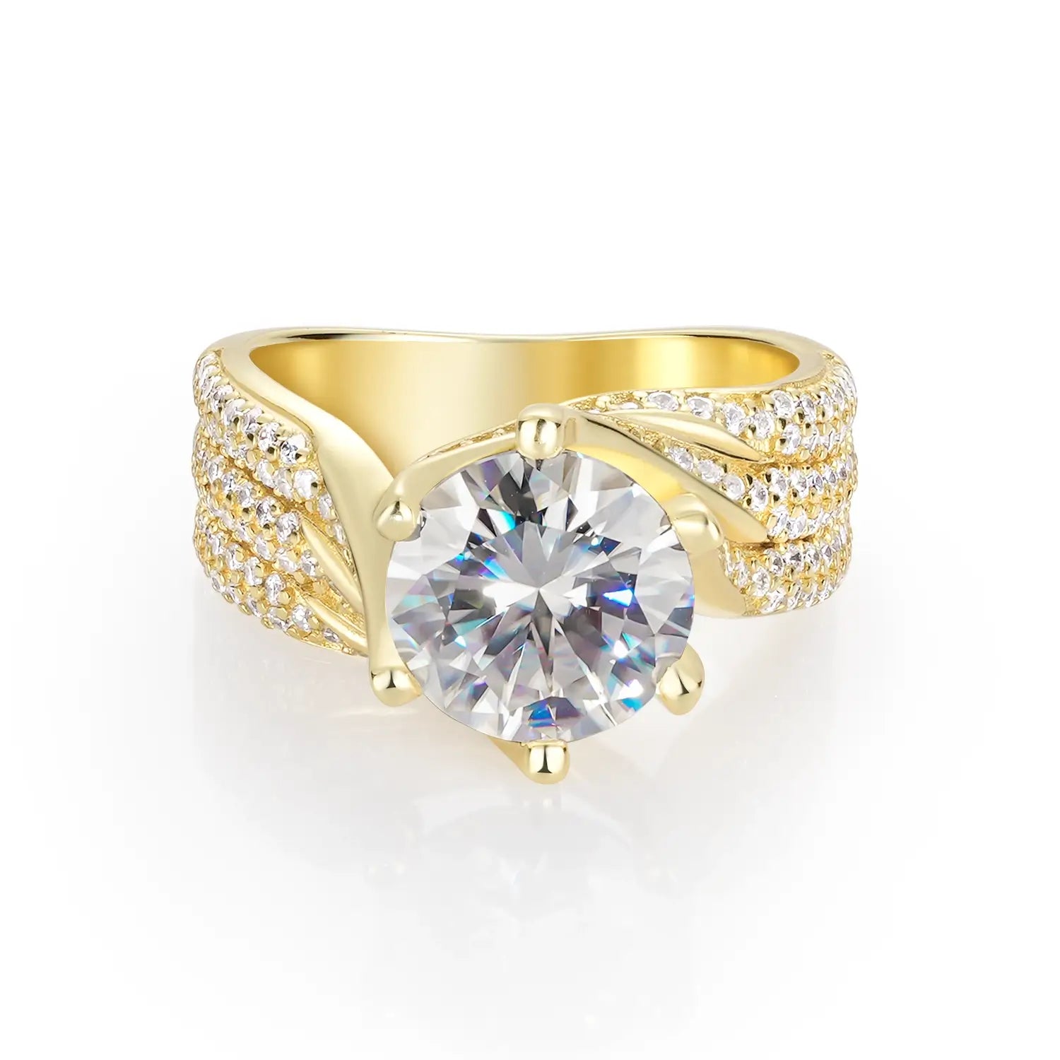 3CT Round Cut Moissanite Luxury Engagement Ring