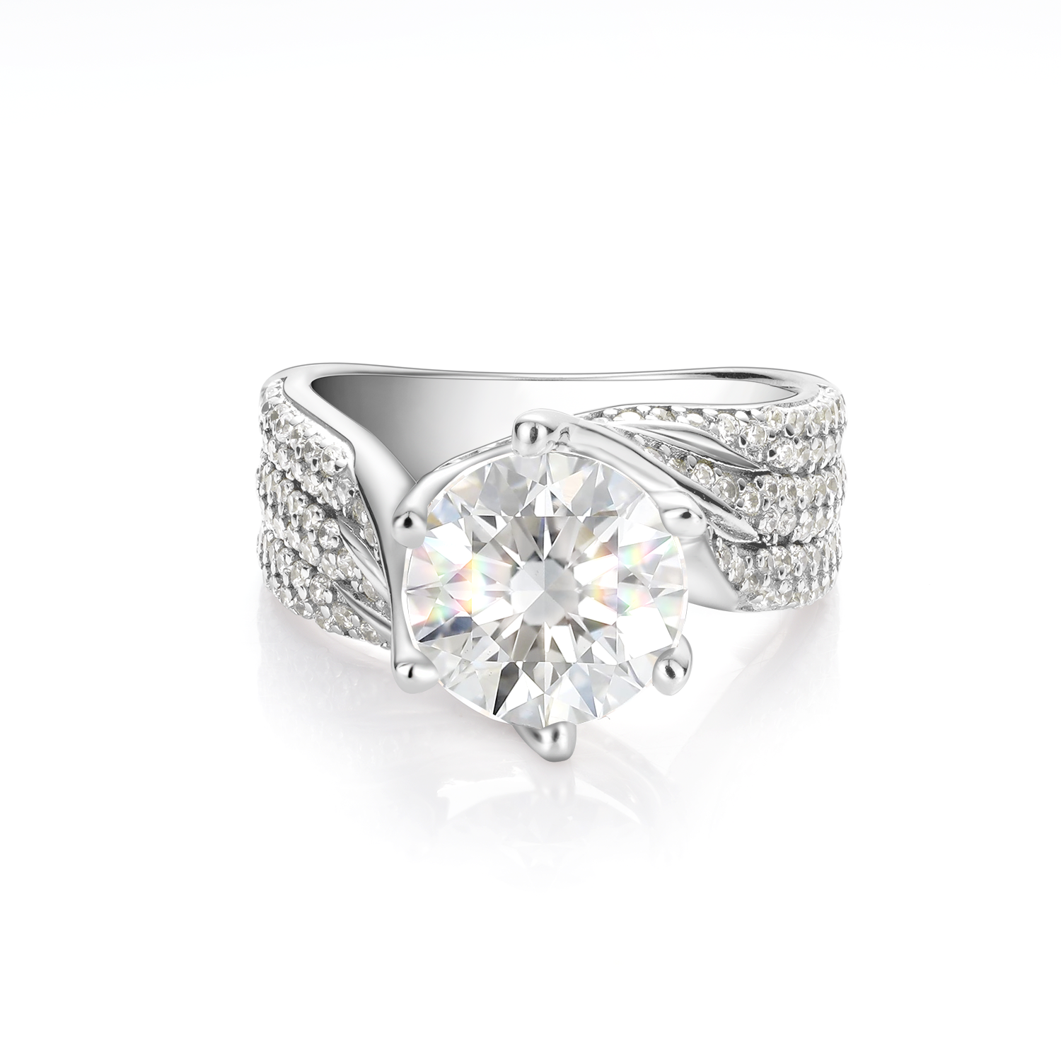 3CT Round Cut Moissanite Luxury Engagement Ring