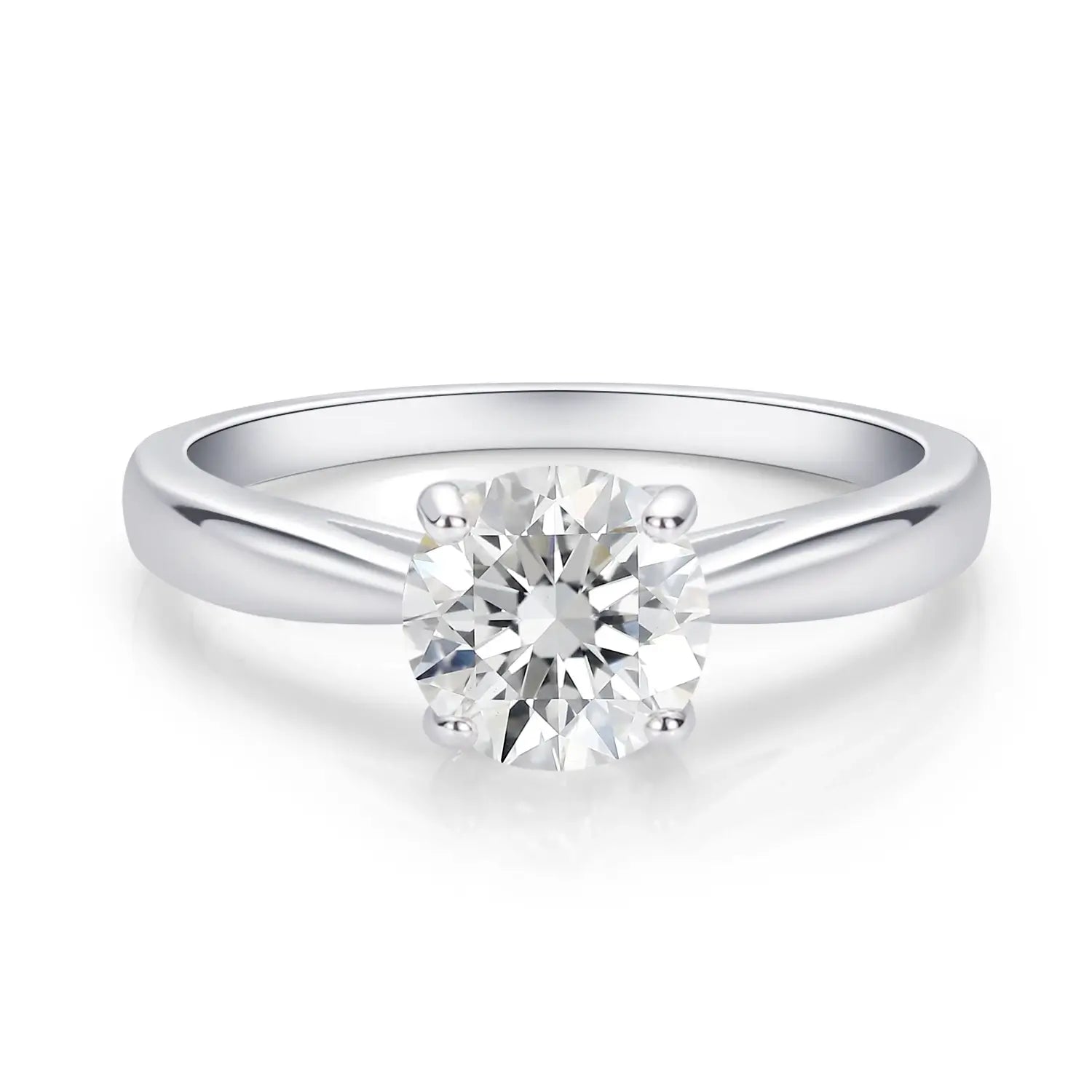 Classic Four-Prong Round Cut Moissanite Diamond Engagement Ring
