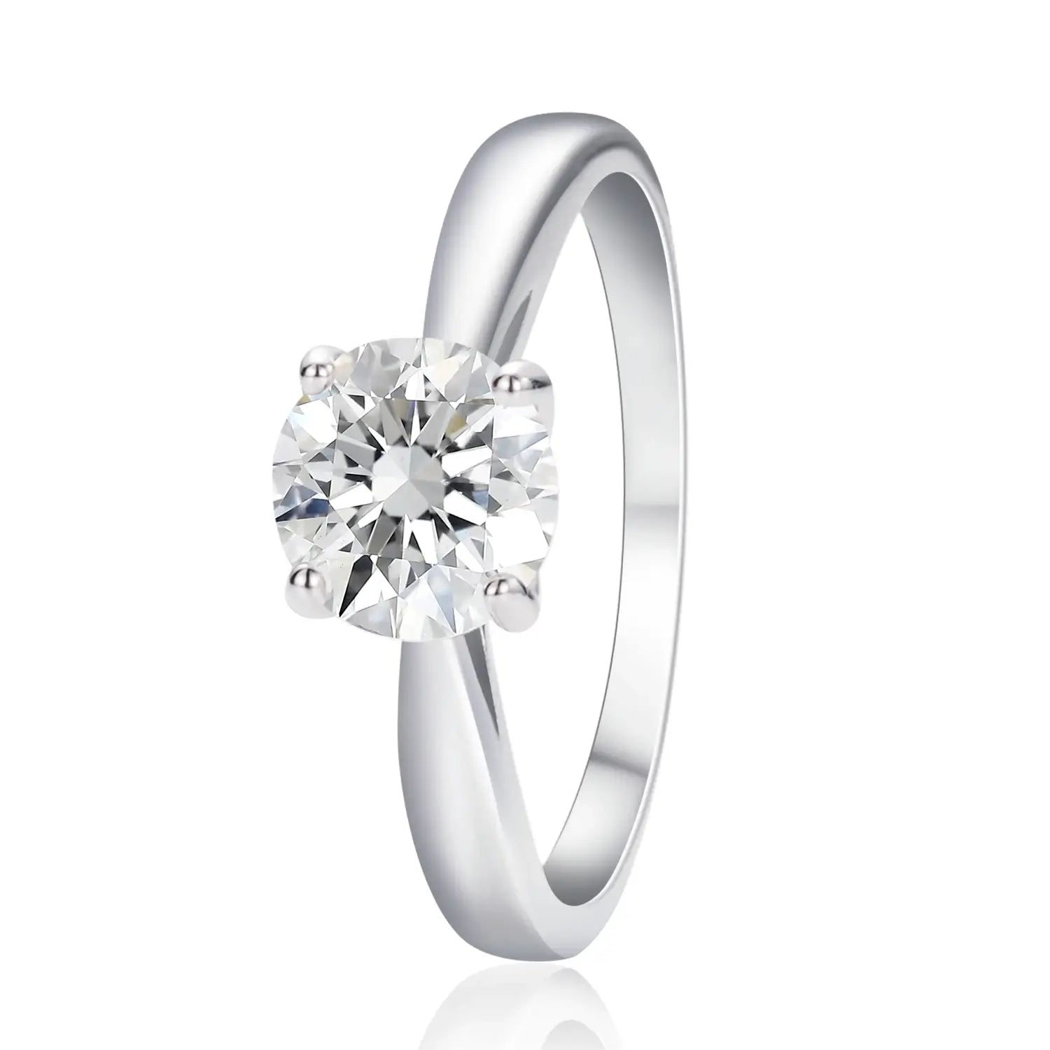 Classic Four-Prong Round Cut Moissanite Diamond Engagement Ring