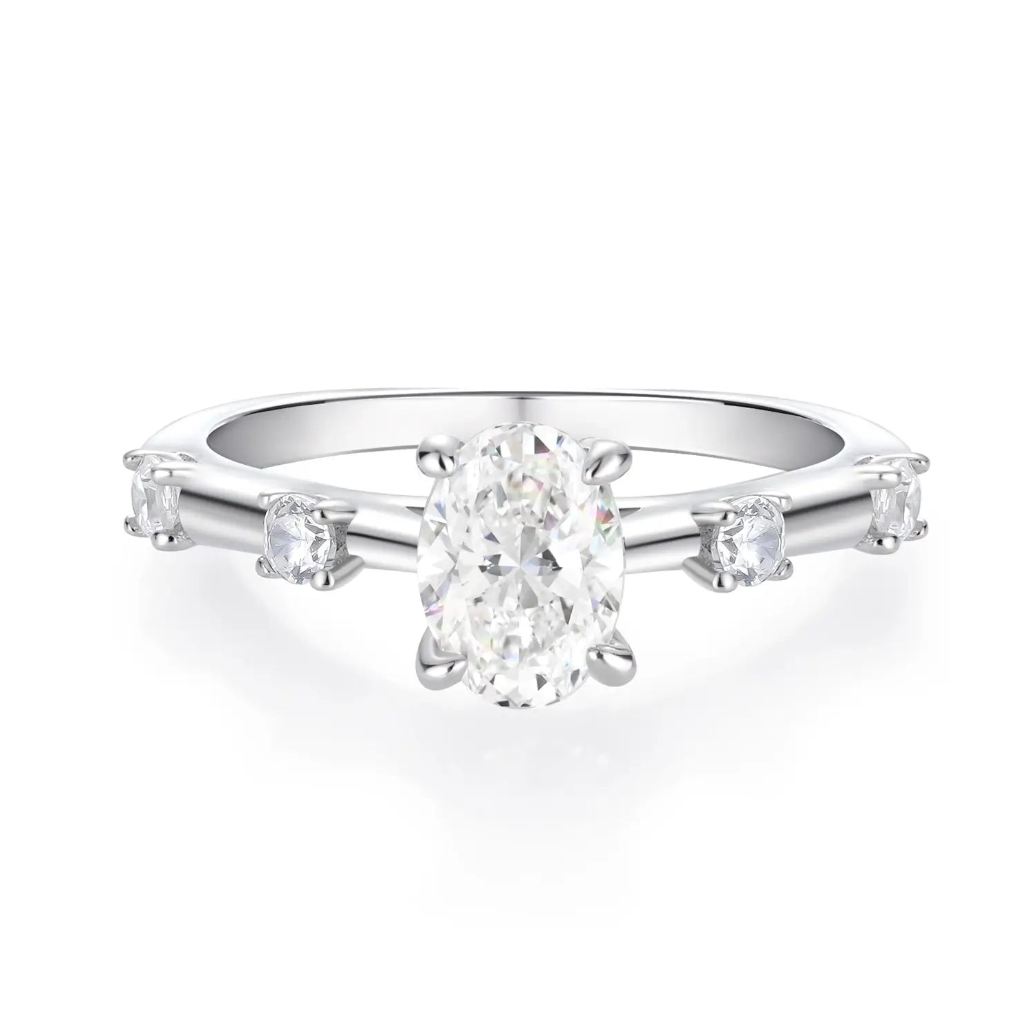 1CT Oval Prong Setting Moissanite Engagement Ring