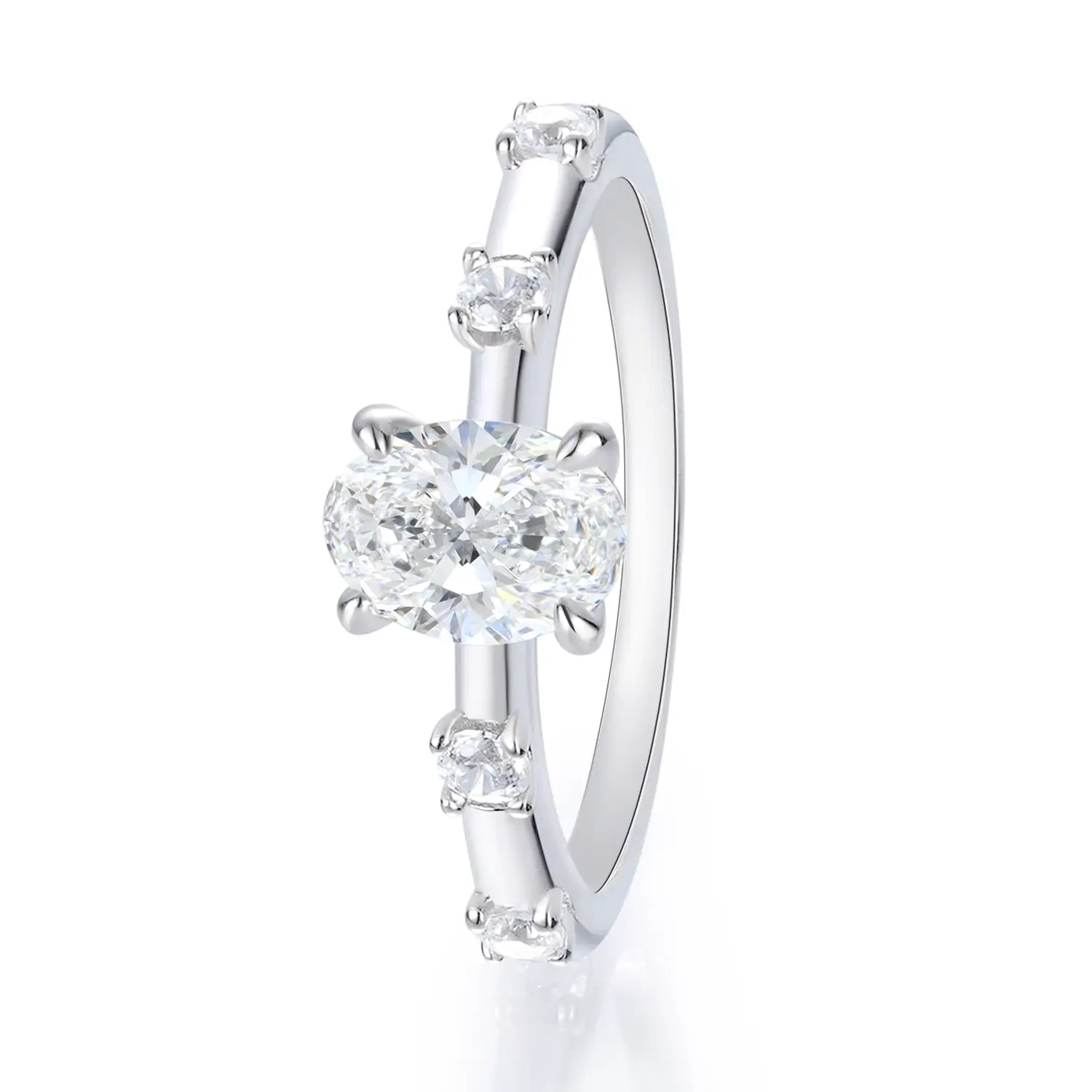1CT Oval Prong Setting Moissanite Engagement Ring