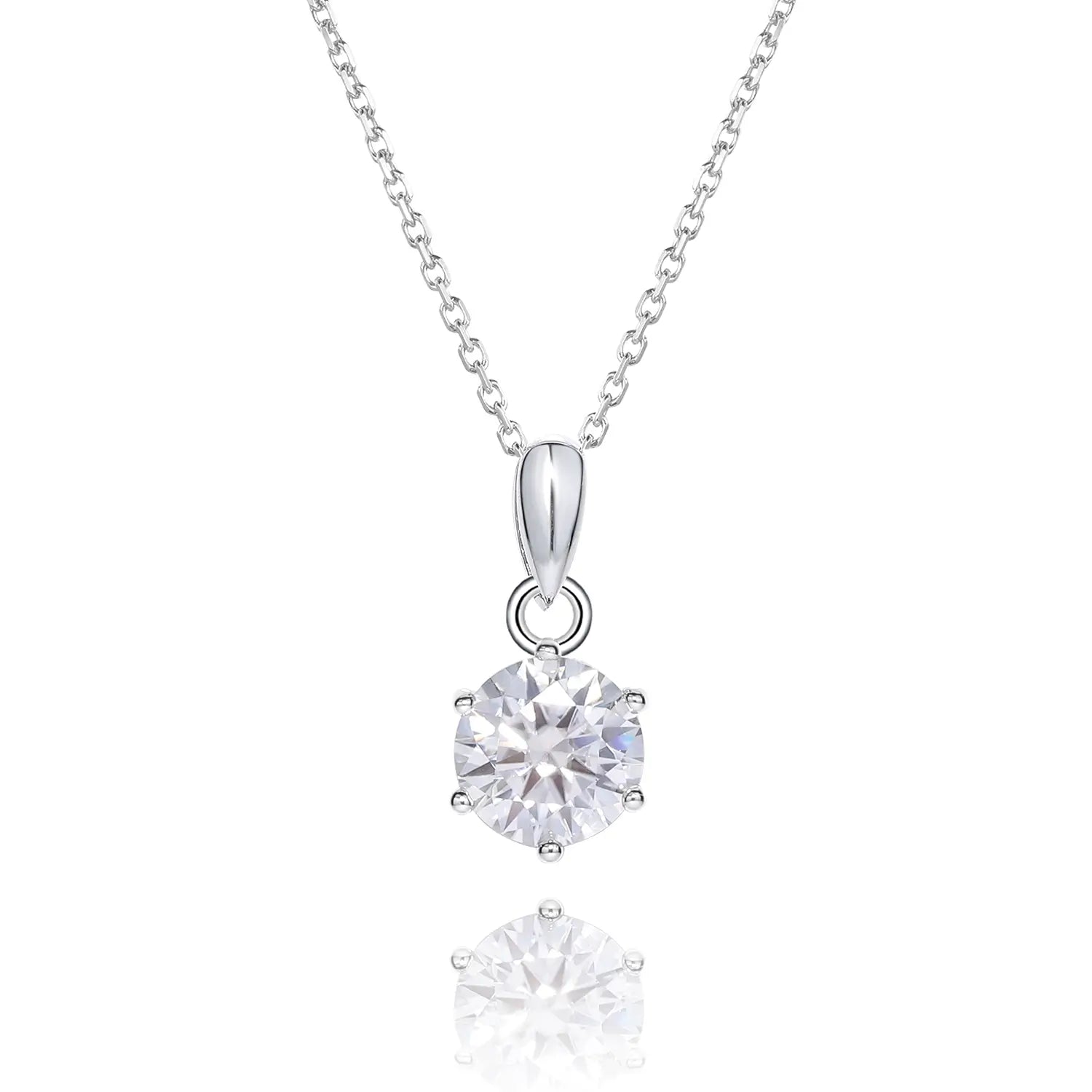 Round Shape Six Claw Moissanite Necklace