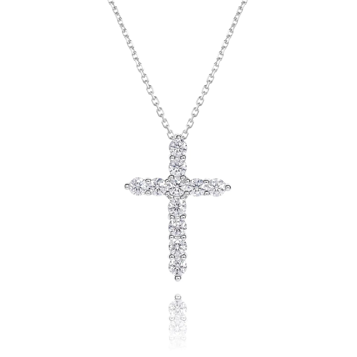 14K Gold Plated Cross Shared Moissanite Necklace