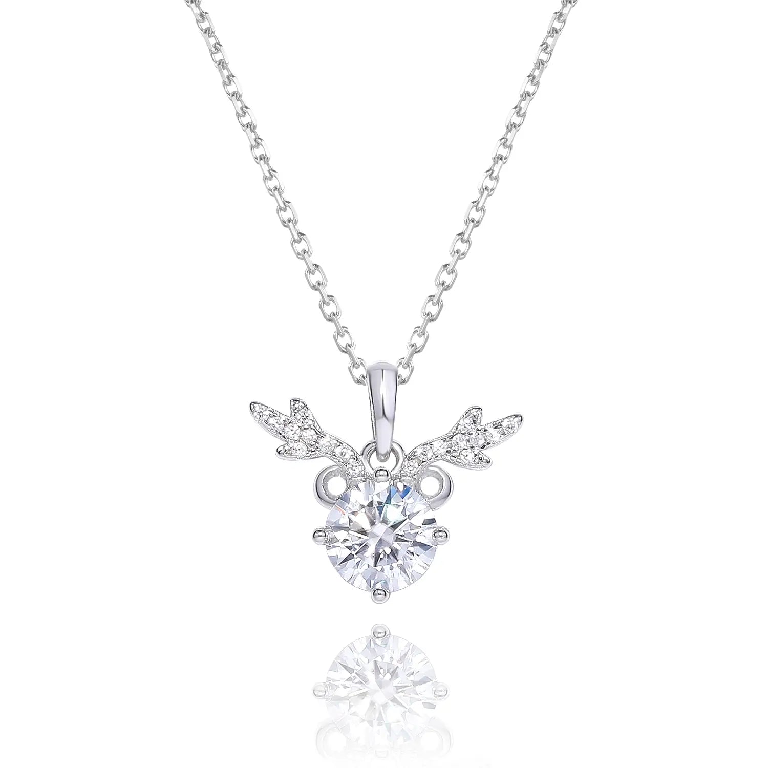 14K Gold Plated 1CT Deer Antler Round Moissanite Necklace