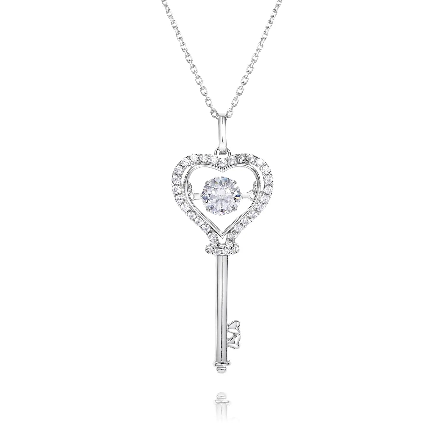 14K Gold Plated Radiant Heart Key Moissanite Pendant