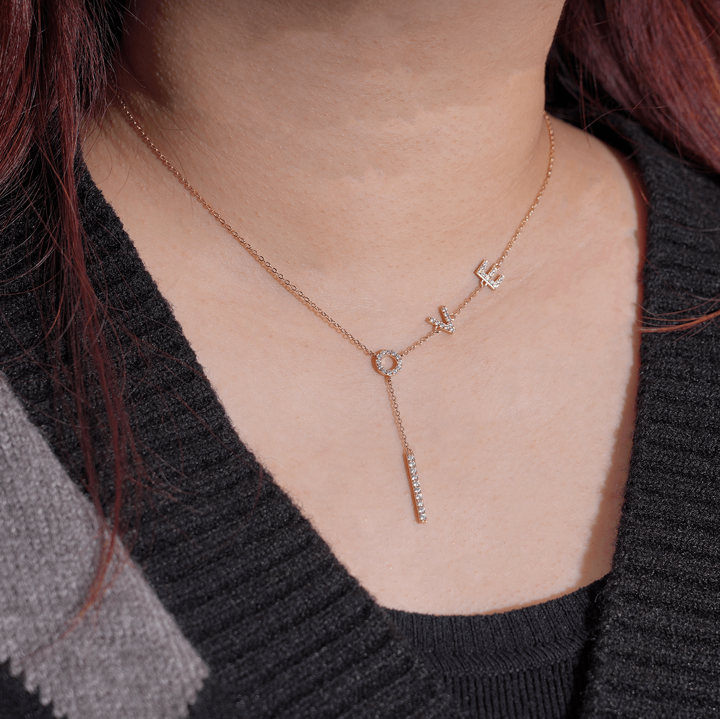 Personalized LOVE letter necklace,Unique dainty pendant